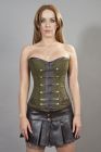 Officer steel boned overbust corset in olive green twill