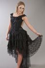 Ophelie victorian gothic corset dress in black satin flock