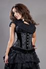 Petra long line steel boned underbust corset in black satin flock