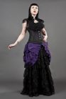 Petra long line steel boned underbust corset in purple scroll brocade