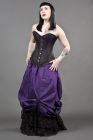 Petra overbust steel boned corset in purple scroll brocade