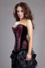 Petra overbust waist training corset in burgundy satin flock