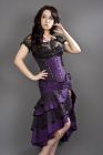 Pinup knee length burlesque skirt in purple taffeta
