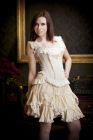 Princess overbust corset with straps in cream taffeta