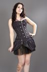 Rock overbust black and purple striped corset with studs