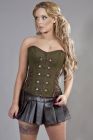 Rock overbust corset in olive green and brown twill
