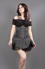 Rock underbust black white striped corset with studs