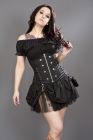Rock underbust corset with studs in black twill