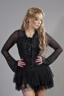 Sarah gothic top in black lycra and black mesh overlay