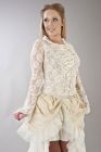Sarah long sleeve victorian top in cream lycra and cream lace overlay