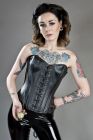 Steampunk overbust lace up corset in black matte vinyl