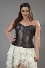 Steampunk overbust plus size corset in brown matte vinyl