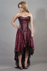 Valerie high low corset dress in burgundy satin flock