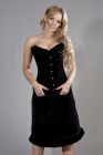 Victorian overbust corset black flock and black fur