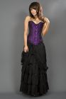 Victorian overbust corset in purple satin and black spider lace overlay