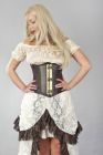 Vintage underbust steampunk corset in coffee matte vinyl and brown king brocade