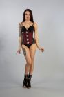 Warrior underbust steel boned corset in burgundy taffeta with black matte hip panels 