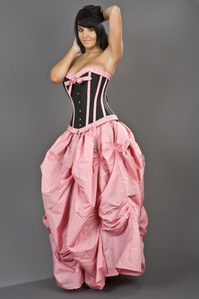 corset bodice strapless sweetheart lace up back tiered ruffle skirt taffeta  ball gown prom dress