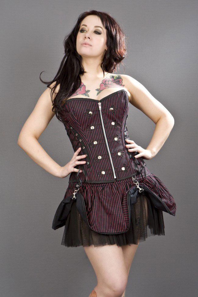 Black and Red Striped Corset, Punk Clothing, Rock
